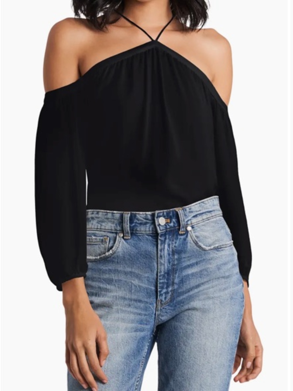 1.STATE Cross Neck Off Shoulder Top - Rich Black